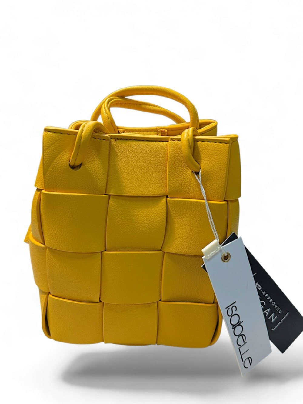Isabelle Yellow Woven Mini Bucket Bag